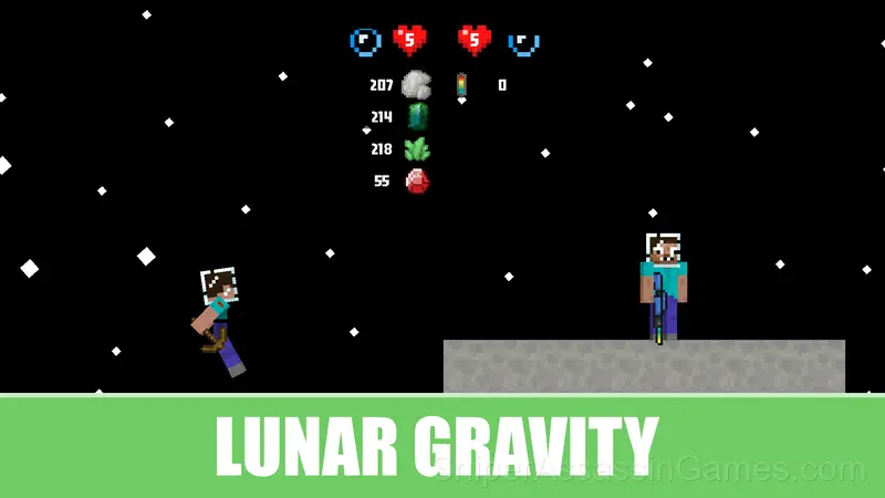 Noob and Pro Moon Survival gameplay screenshot 2