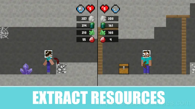 Noob and Pro Moon Survival gameplay screenshot 3