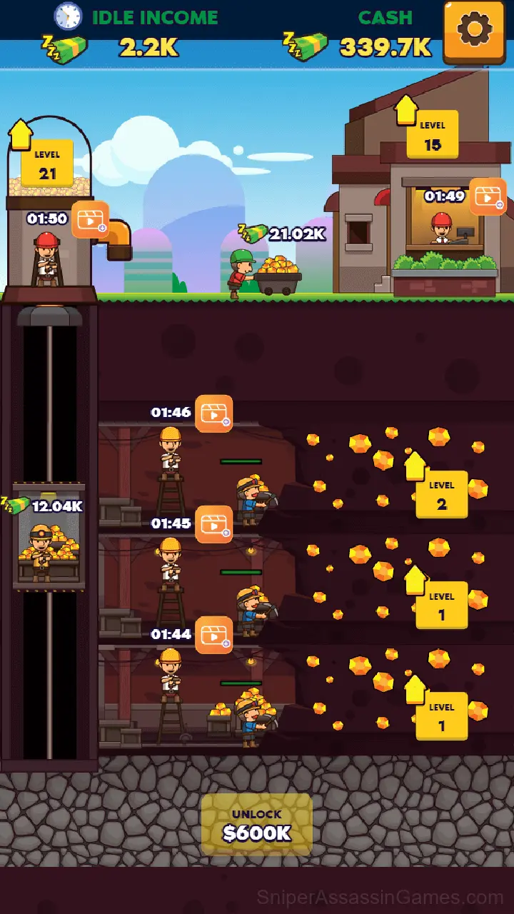 Idle Gold Miner gameplay screenshot 1