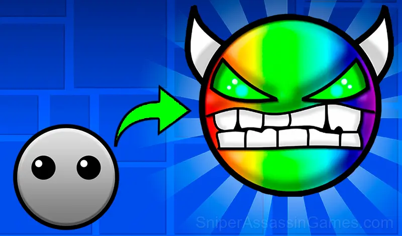 Play The Evolution of Geometry Dash: Mega Clicker