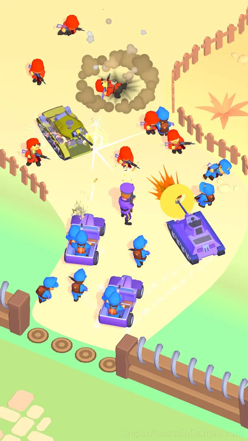 Little Commander: Red vs Blue gameplay screenshot 1