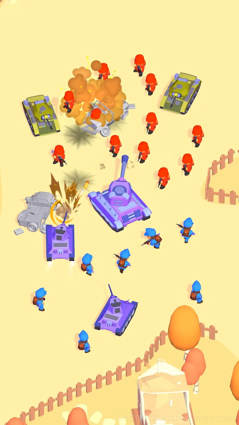 Little Commander: Red vs Blue gameplay screenshot 2