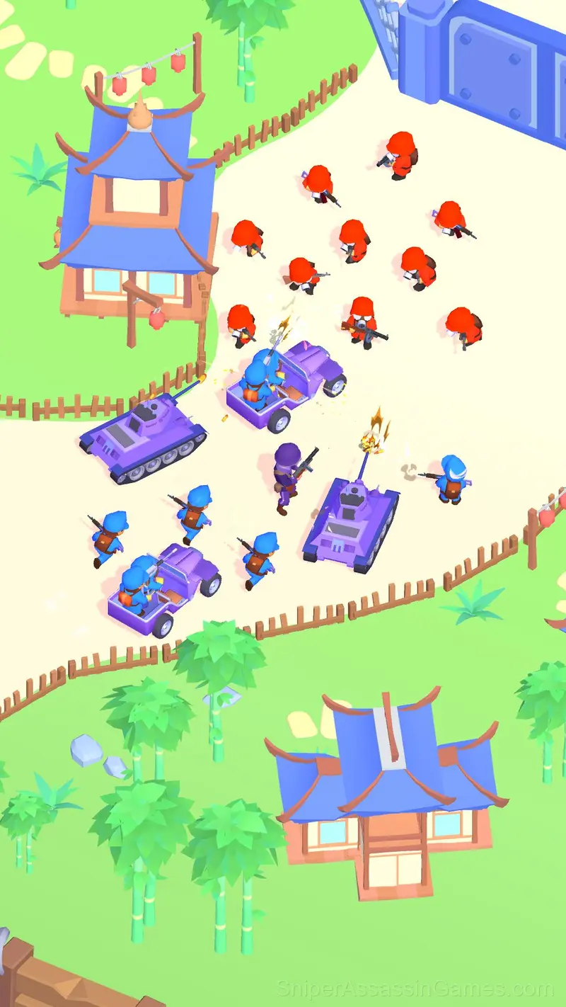 Little Commander: Red vs Blue gameplay screenshot 3