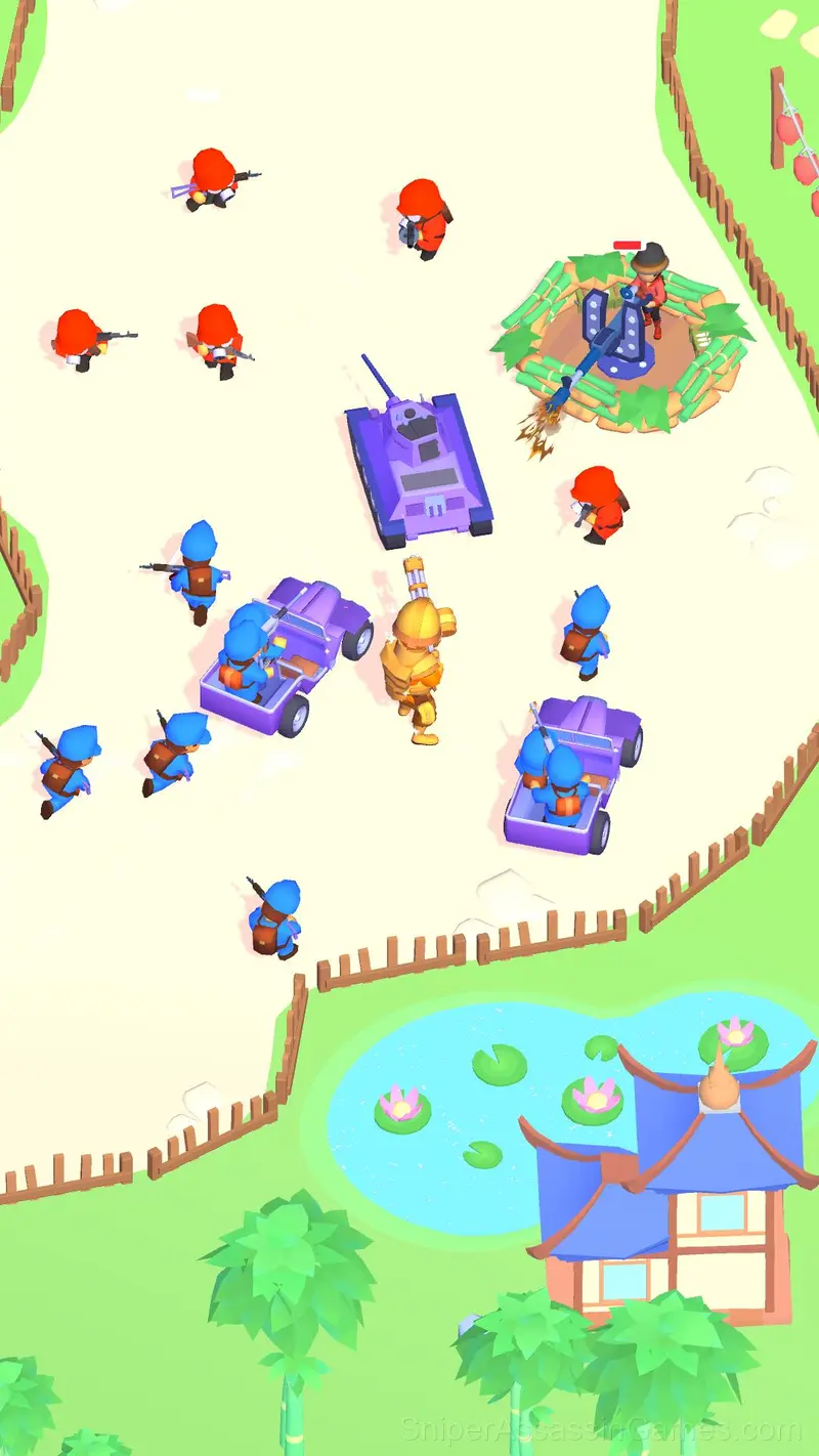 Little Commander: Red vs Blue gameplay screenshot 5