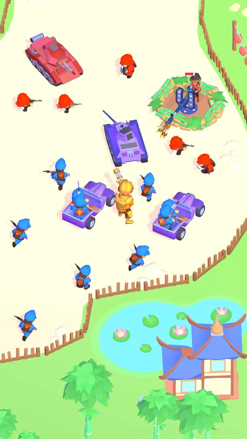 Little Commander: Red vs Blue gameplay screenshot 6