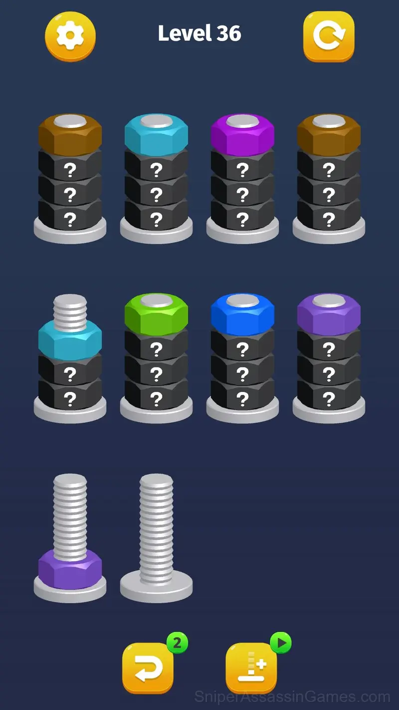 Nut Sort: Color Puzzle Game gameplay screenshot 2
