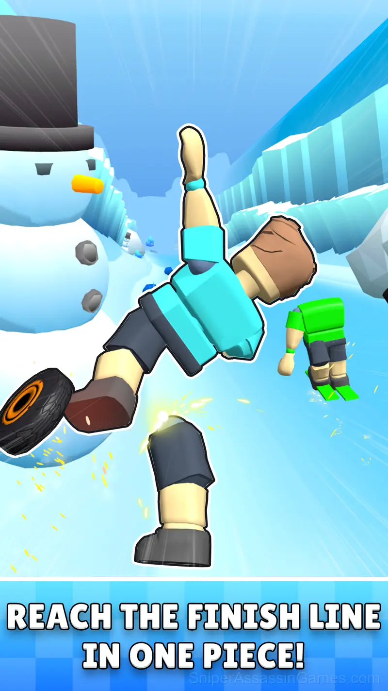 Robux Racing 3D! Crazy Ragdoll Downhill! gameplay screenshot 2