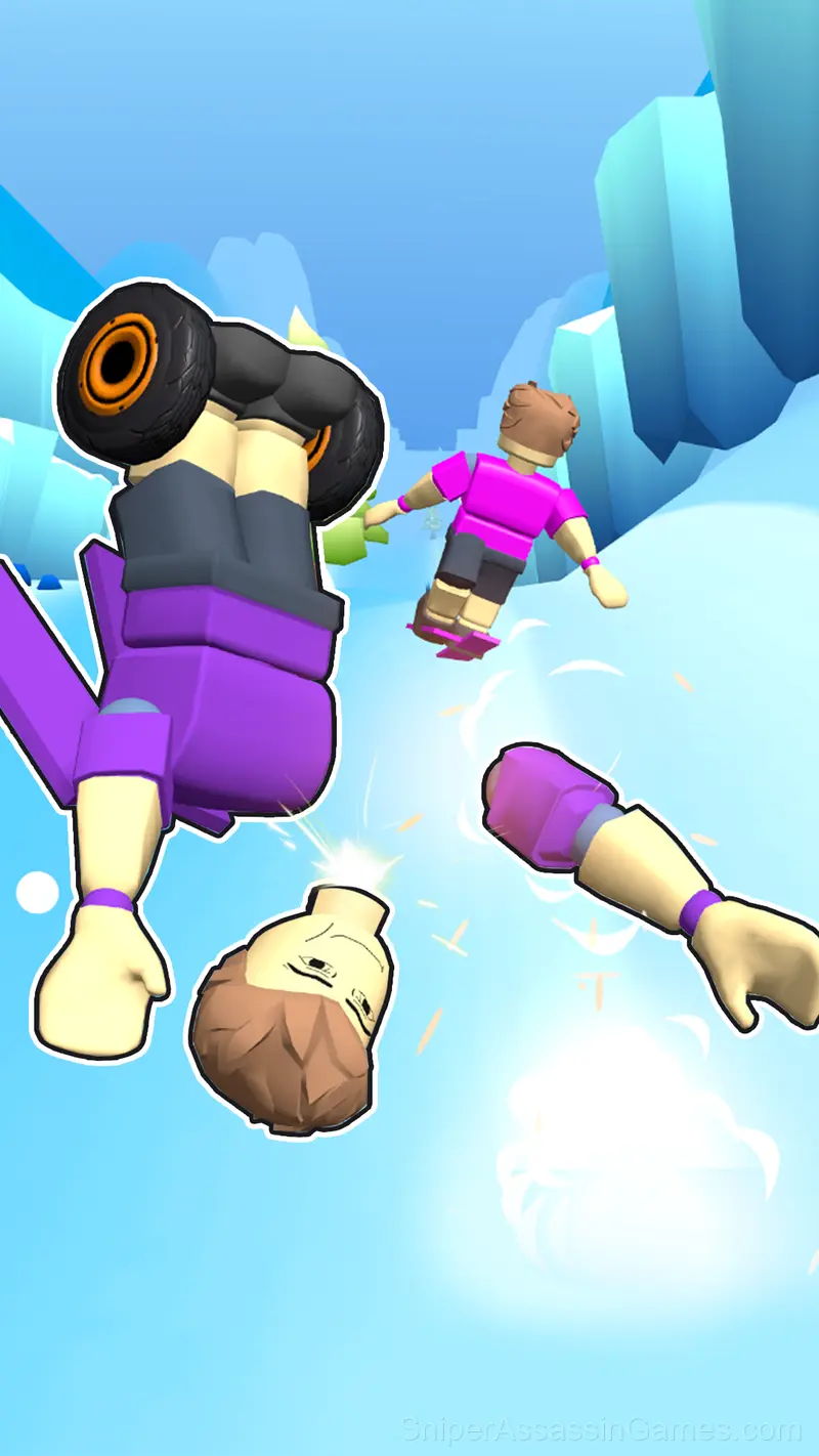 Robux Racing 3D! Crazy Ragdoll Downhill! gameplay screenshot 4
