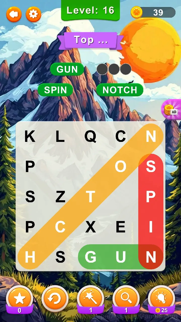 Theme word search gameplay screenshot 2
