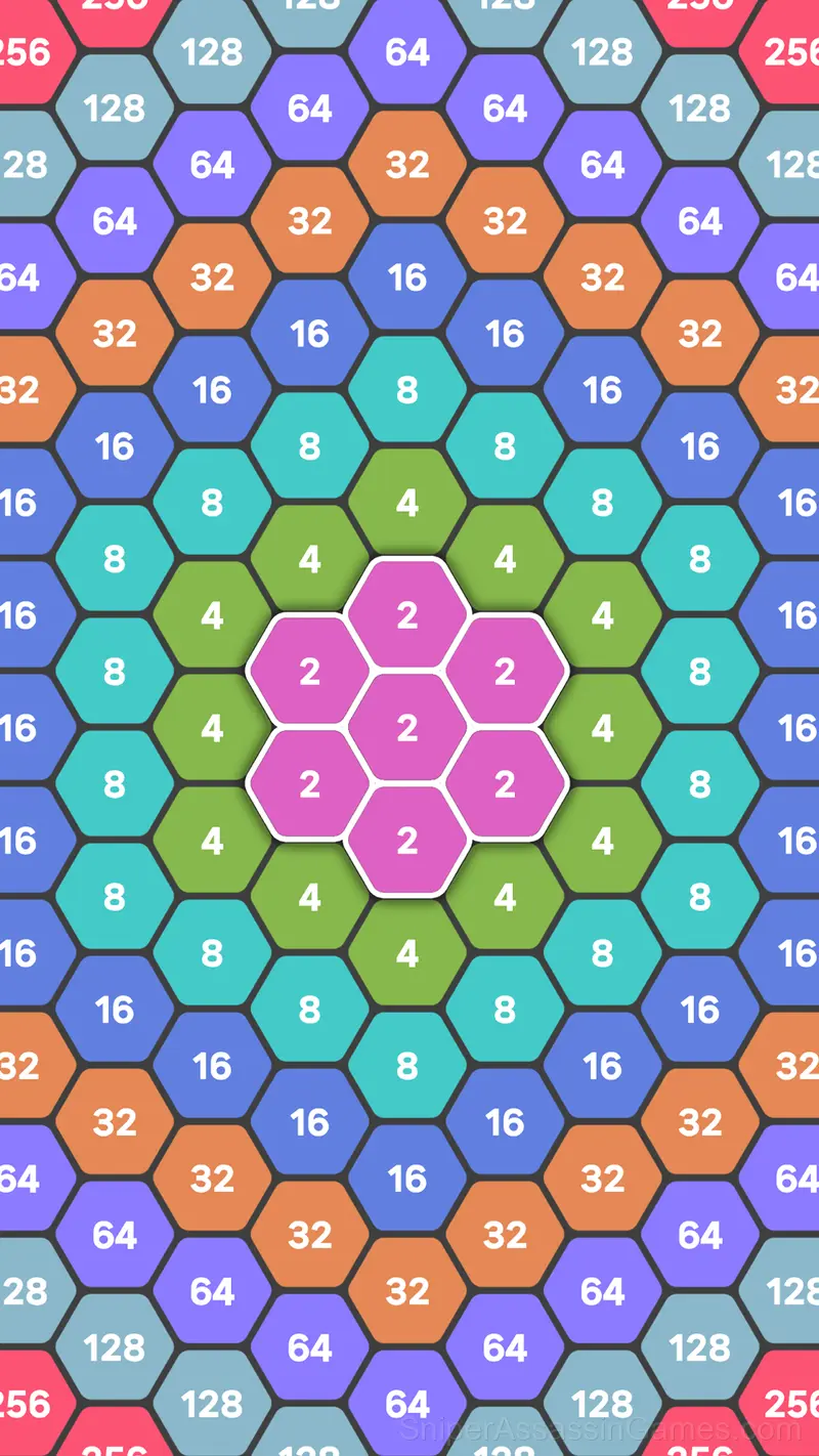 Hexa Blast 2048 gameplay screenshot 1