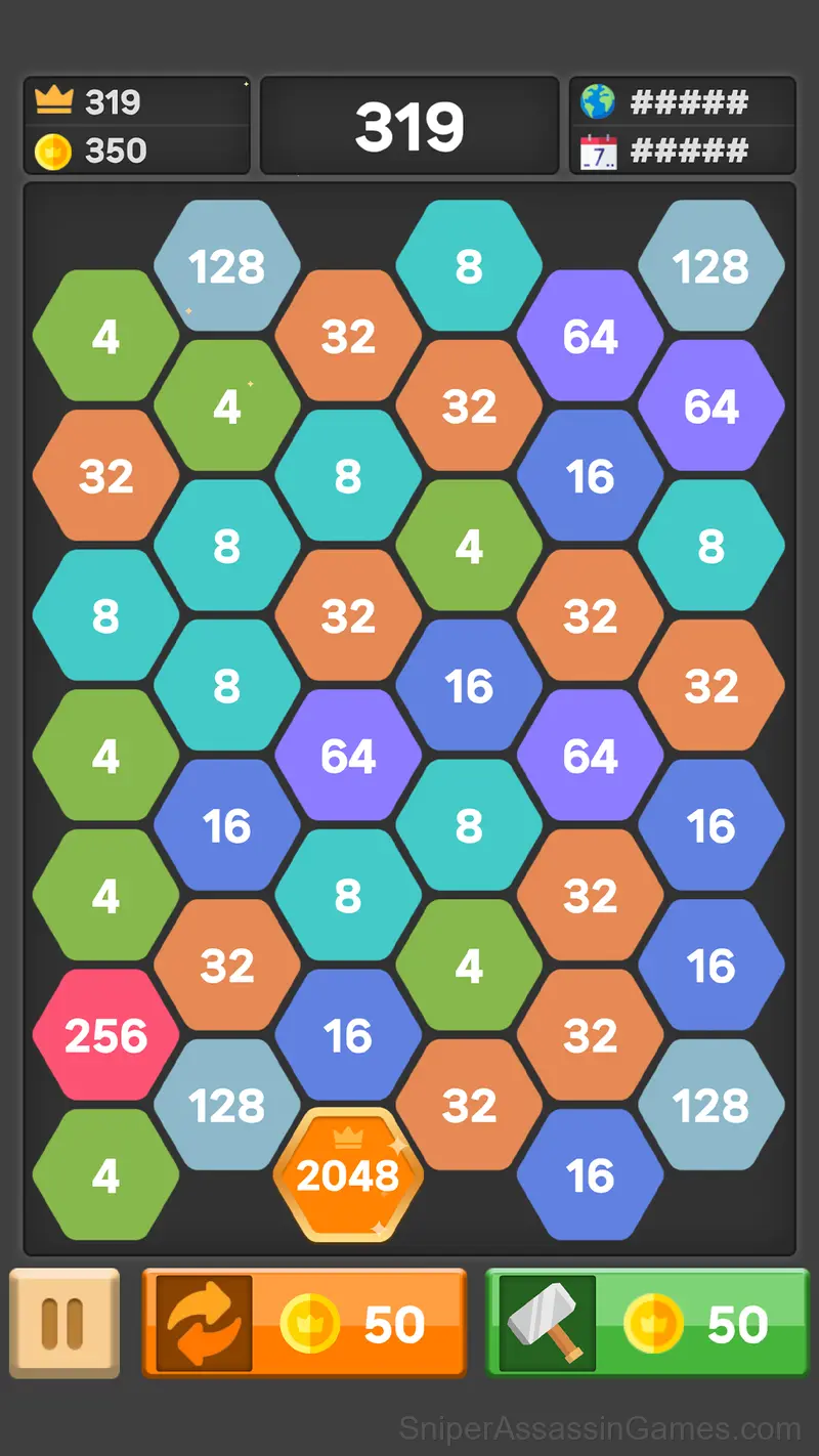 Hexa Blast 2048 gameplay screenshot 2