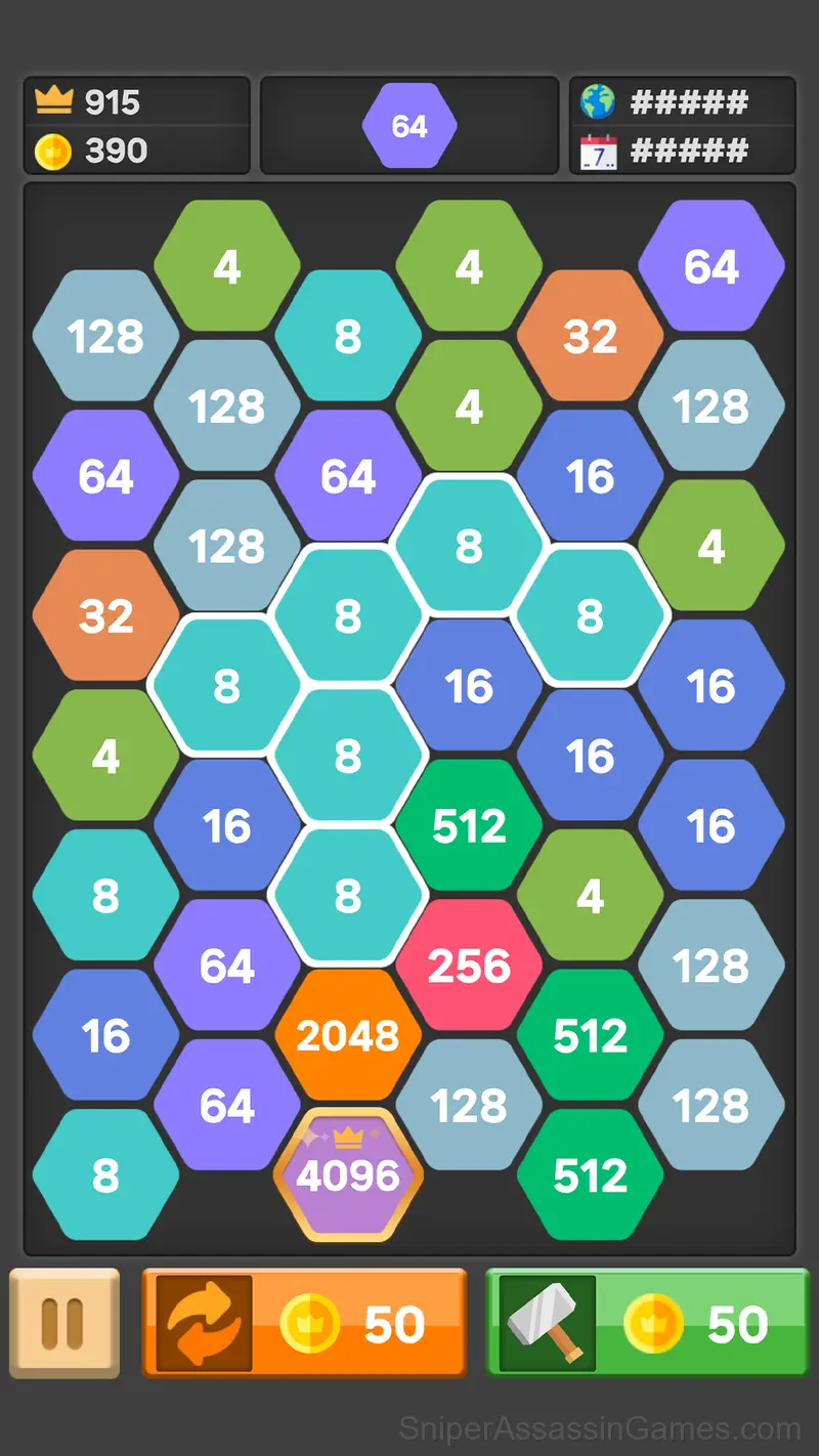 Hexa Blast 2048 gameplay screenshot 3
