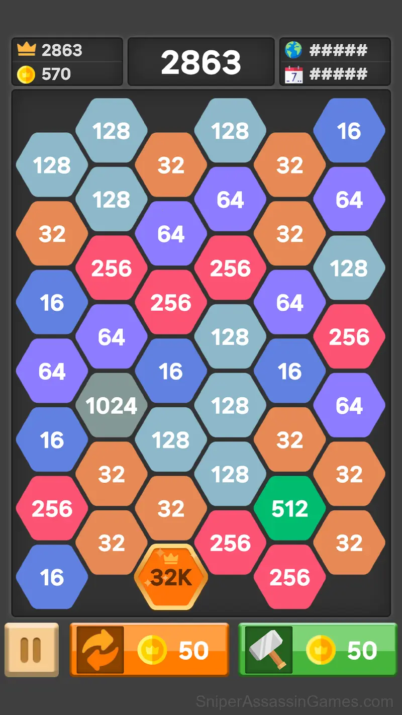 Hexa Blast 2048 gameplay screenshot 4