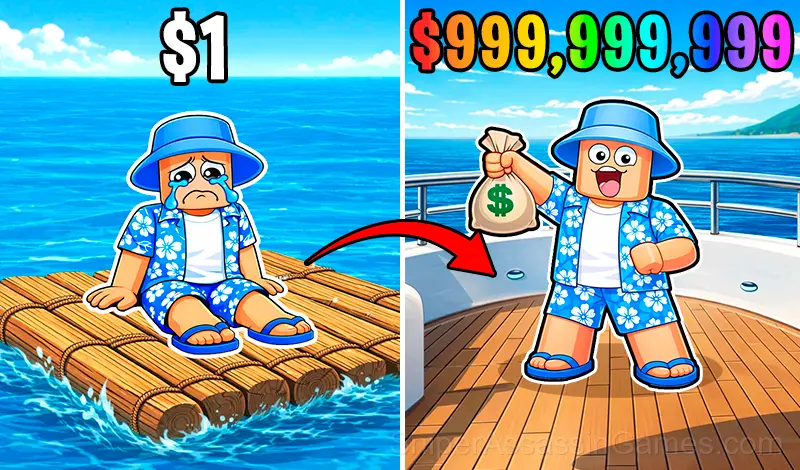 Play Obby: Raft Tycoon. Ocean of Money!
