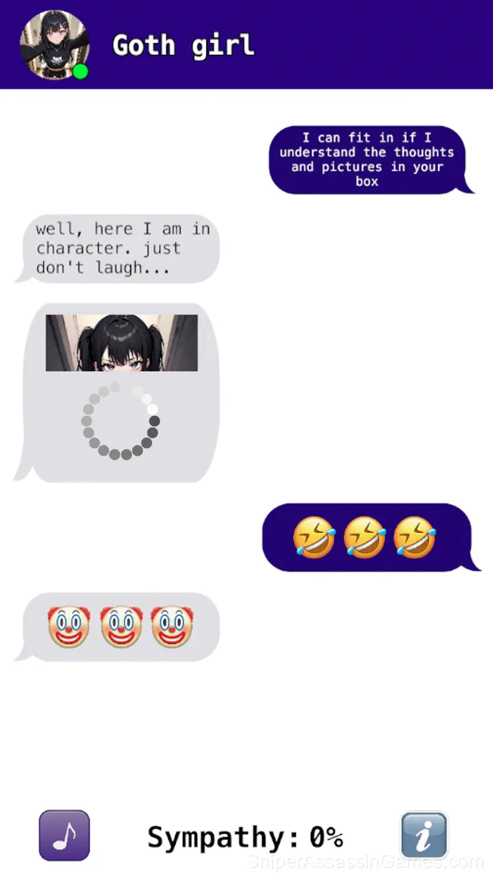 Chat with goth girlfriend gameplay screenshot 1