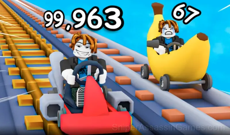 Play Obby: Climb Up and Slide Down on Minecarts