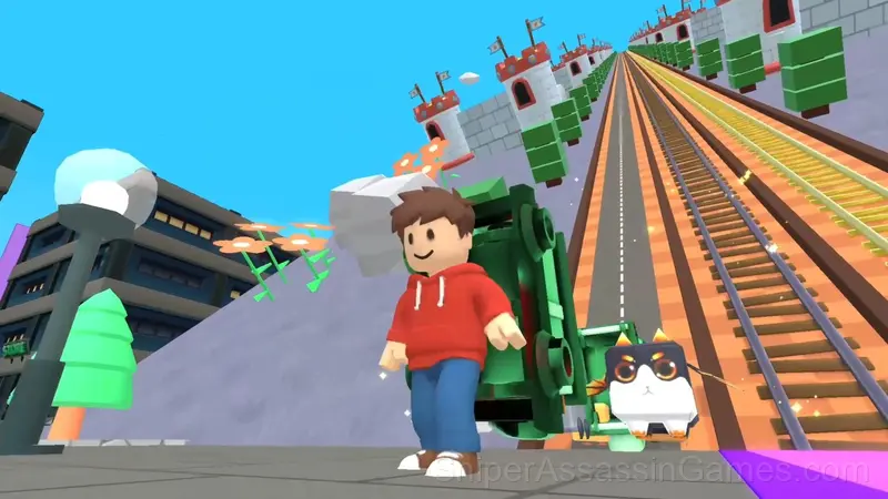 Obby: Climb Up and Slide Down on Minecarts gameplay screenshot 1