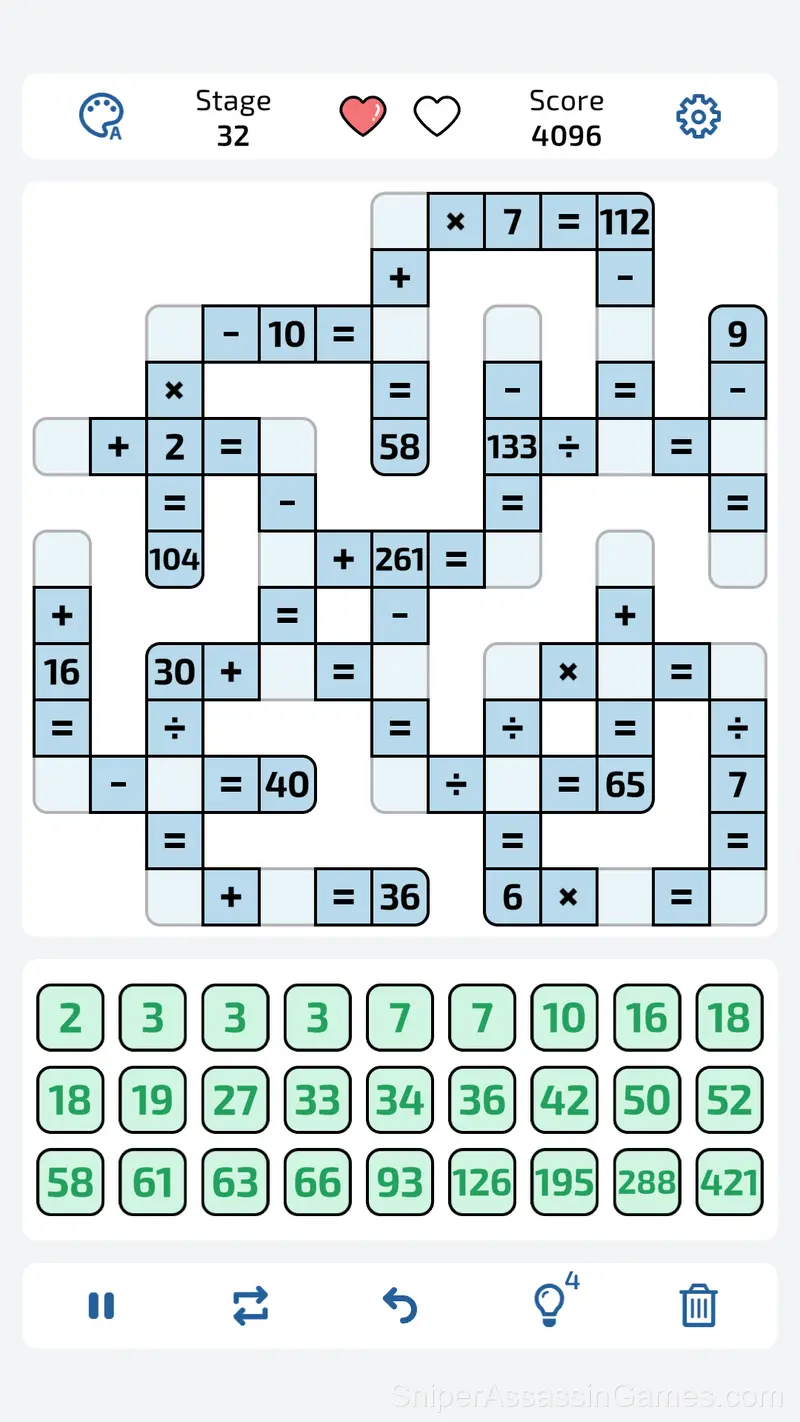 Math Crossword: Improve Your Arithmetic gameplay screenshot 2