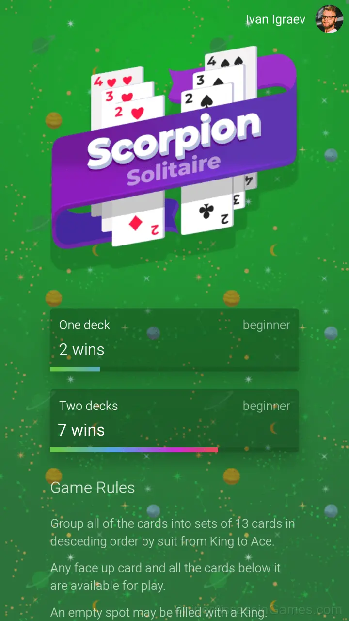 Scorpion Solitaire gameplay screenshot 1