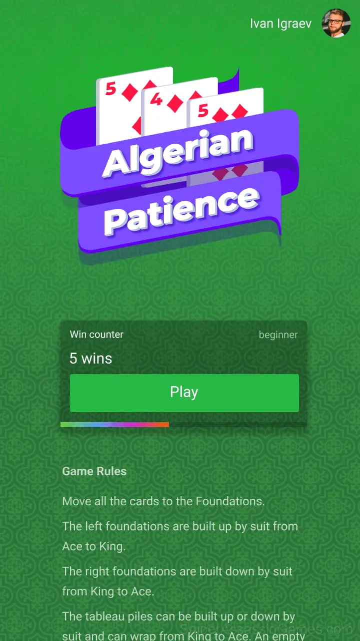 Algerian Patience gameplay screenshot 1