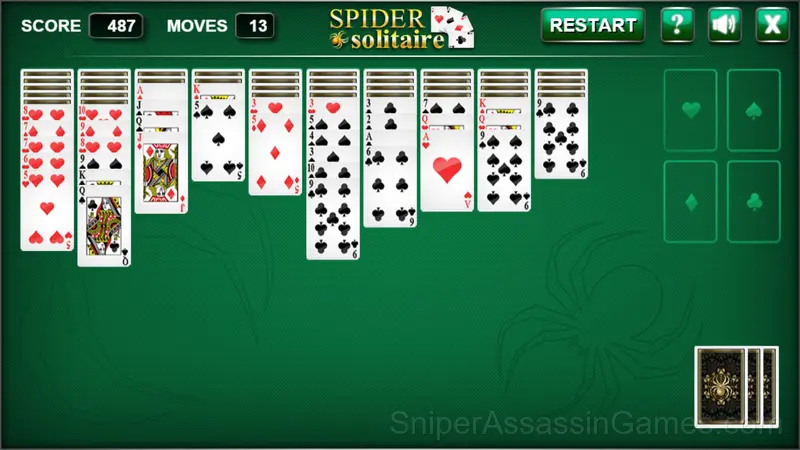 Spider Solitaire gameplay screenshot 3