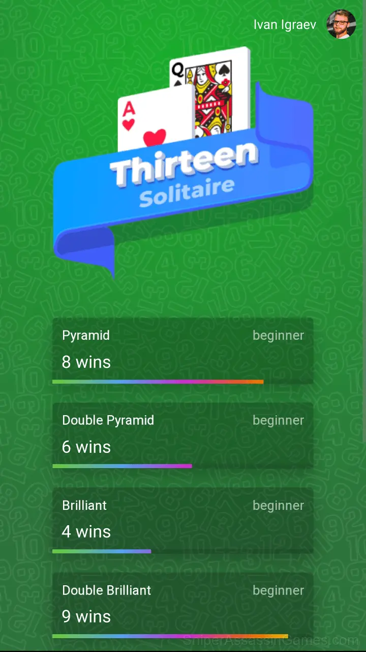 Thirteen Solitaire gameplay screenshot 1
